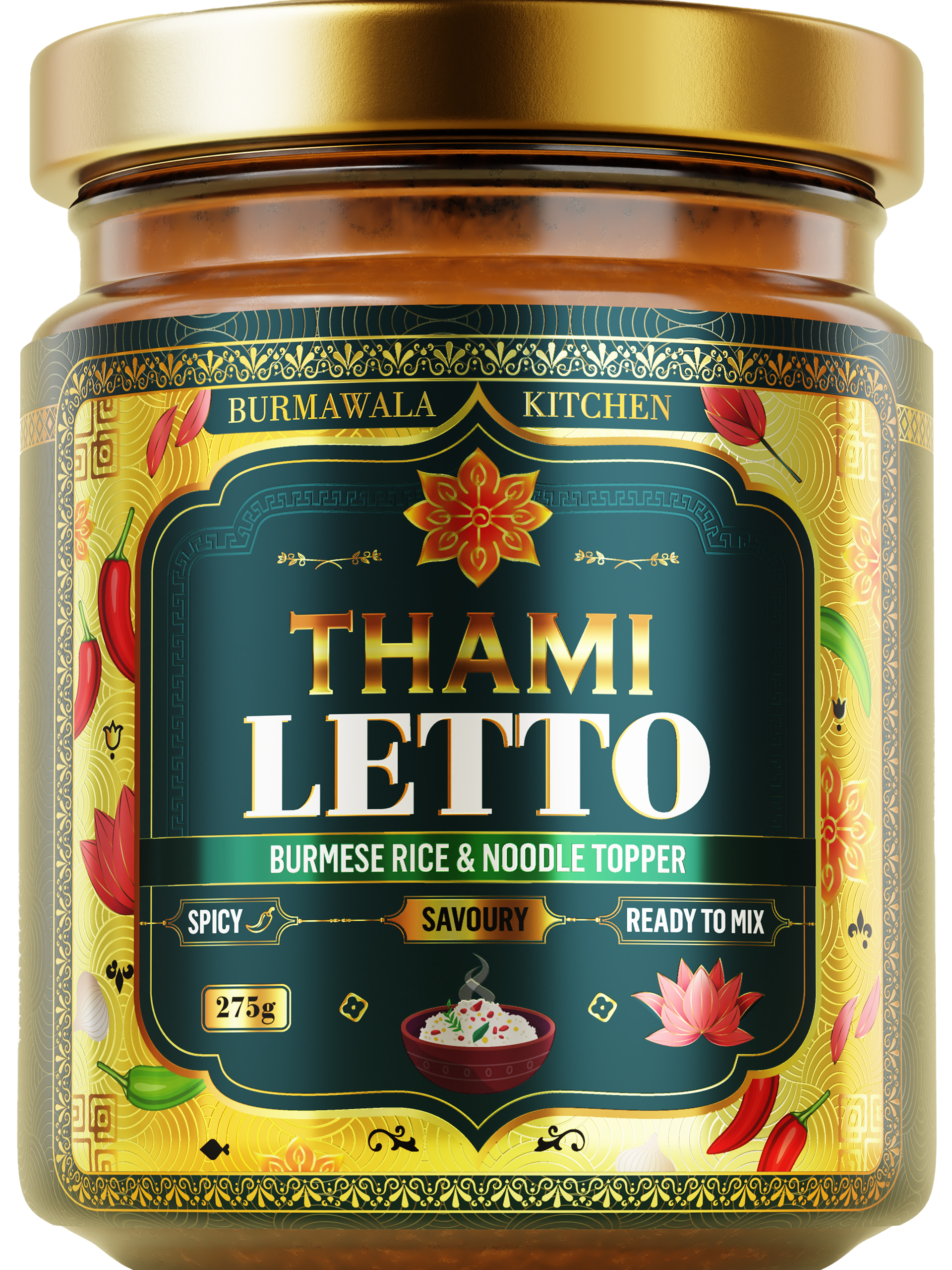Burmese chilli crisp jar by Thami Letto, the Burmese answer to Chinese chilli crisp