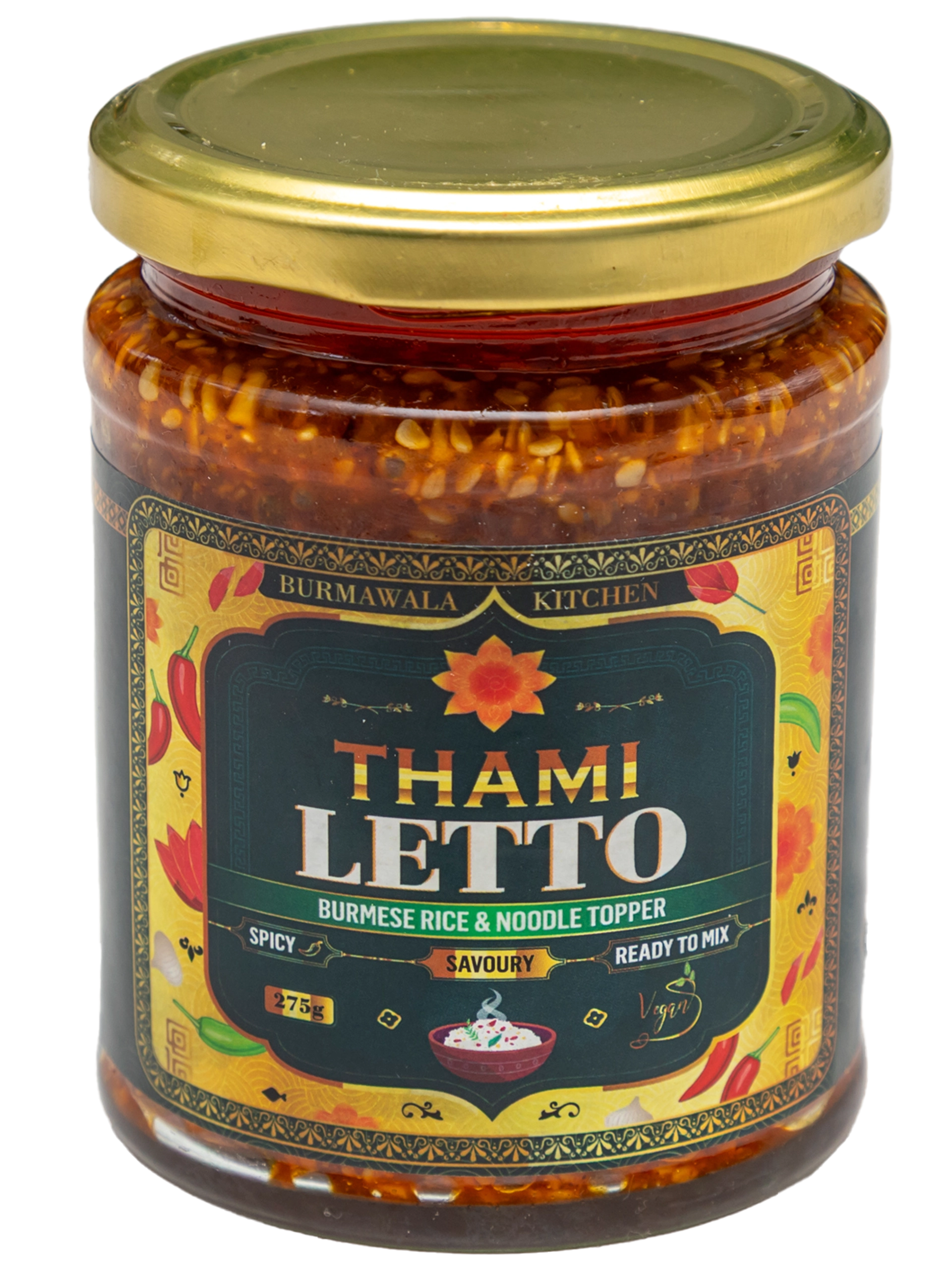 Thami Letto Vegan Burmese Topper, Handmade Peanut and Sesame Condiment for Rice and Noodles