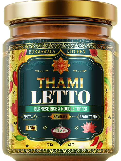 Thami Letto Burmese fish chilli crisp jar, handmade in Hackney London