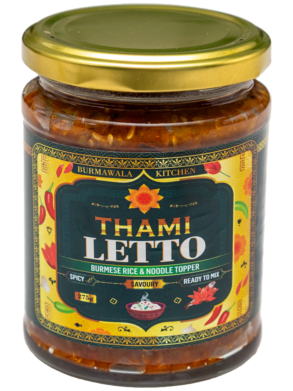Thami Letto Burmese Fish Topper, Handmade Chilli Crisp Condiment for Rice and Noodles